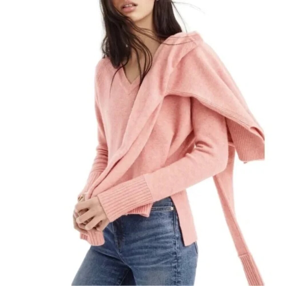 J. Crew Supersoft V-Neck Sweater Heather Blossom Wool Alpaca